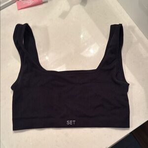 SET ACTIVE Women's Black Ribbed Bralette